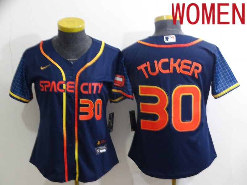 Women Houston Astros #30 Tucker Blue City Edition Game Nike 2022 MLB Jerseys->youth mlb jersey->Youth Jersey